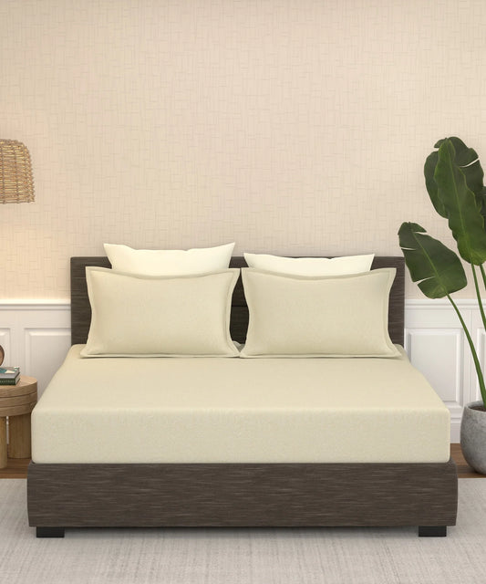 Home Essential Pastel Poetry King Bedsheet 144 Tc, 100% Cotton, Adelia Vanilla