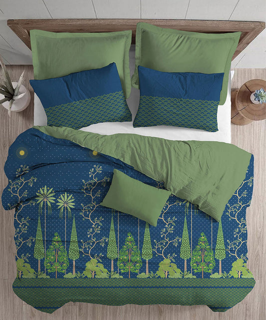Classic Folklores King Bedsheet Set, Tales of Parijata|210 TC Cotton| 2 Pillow Covers