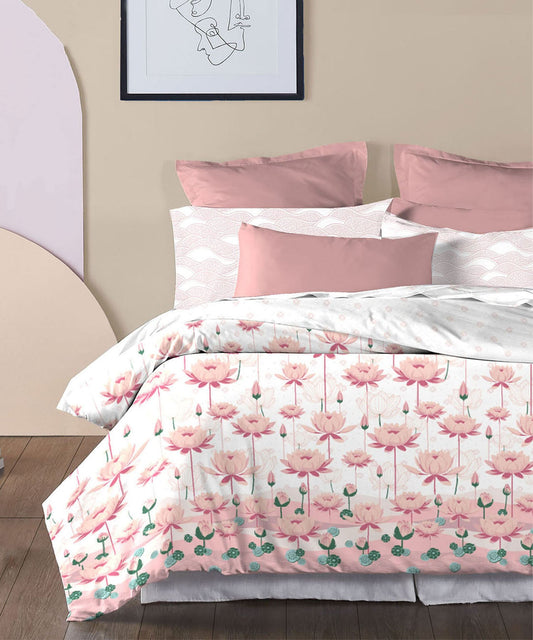 Classic Folklores King Bedsheet Set, Brahma Kamal|210 TC Cotton| 2 Pillow Covers