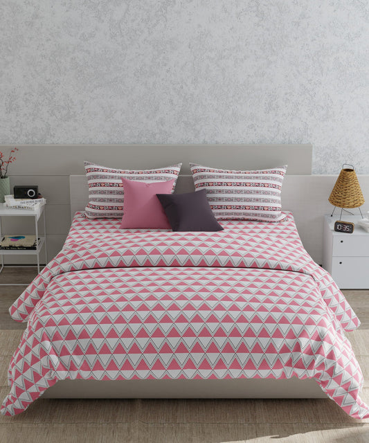 Utsav Queen Bedsheet Set, Aakriti Pink| 120TC Cotton|2 Pillow Covers