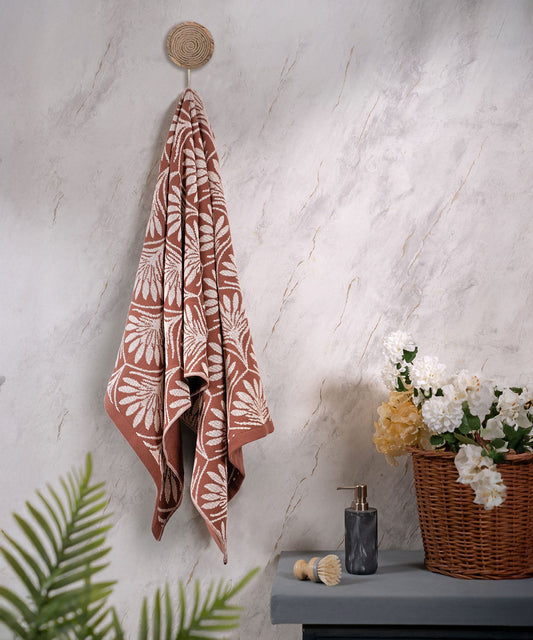 Classic Tranquil Blossoms 1 Pc Bath Towel, Ember|550 GSM Cotton