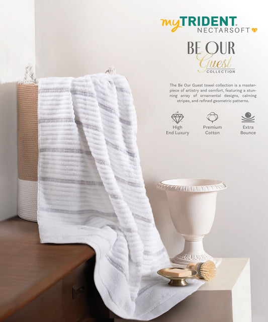 Nectarsoft Be Our Guest 1 Pc Bath Towel, Celise, White| 625 GSM Cotton
