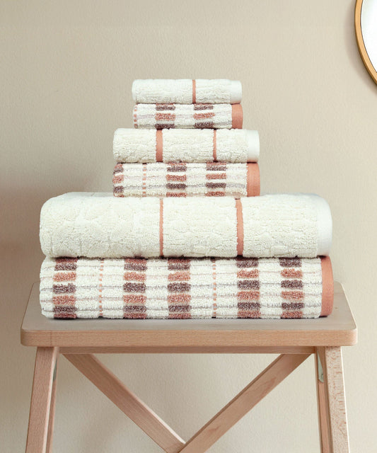 Indulgence By The Fireplace 6Pc Towel Set, Fos-Ripple|600 GSM Cotton