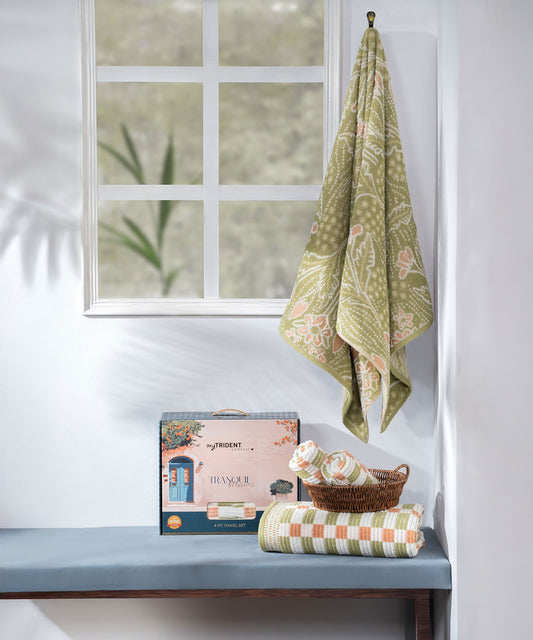 Classic Tranquil Blossoms Towel Set, Cerena|550 GSM Cotton