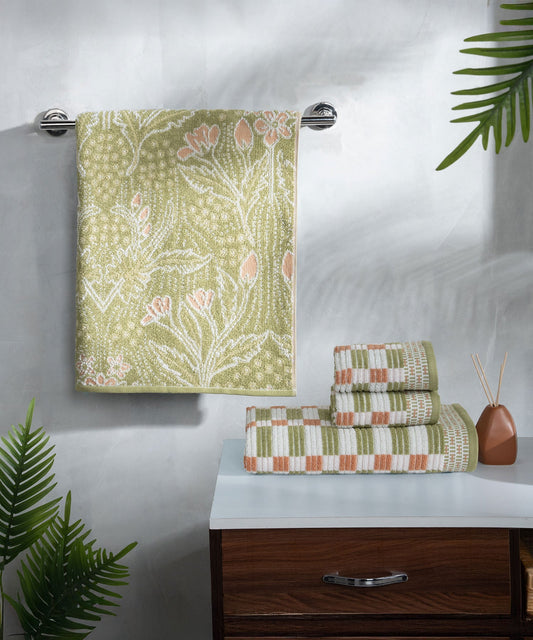 Classic Tranquil Blossoms Towel Set, Cerena|550 GSM Cotton