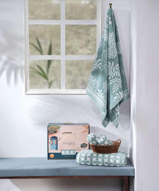 Classic Tranquil Blossoms Towel Set, Harver|550 GSM Cotton