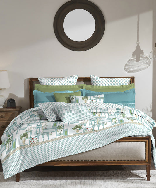 Road To Jaipur  Bedding Set, Mauri| 210 TC|4 Pc Set