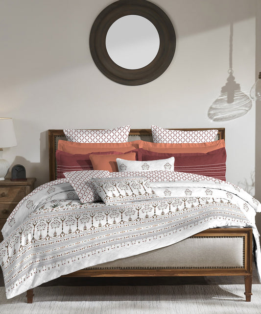 Road To Jaipur  Bedding Set, Parchinkari| 210 TC|4 Pc Set