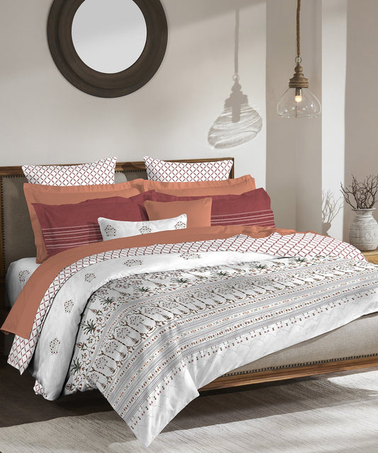 Road To Jaipur  Bedding Set, Parchinkari| 210 TC|4 Pc Set