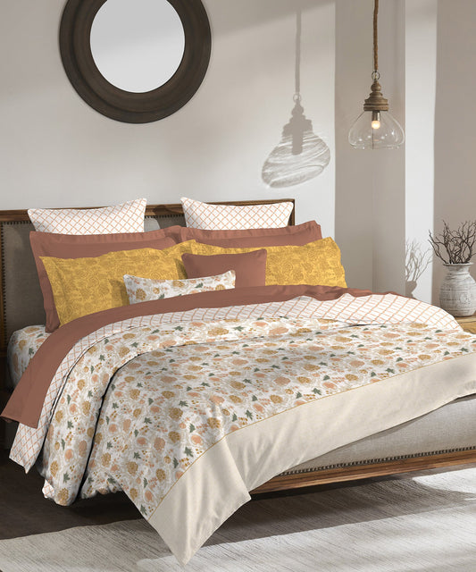 Road To Jaipur  Bedding Set, Bagru| 210 TC|4 Pc Set