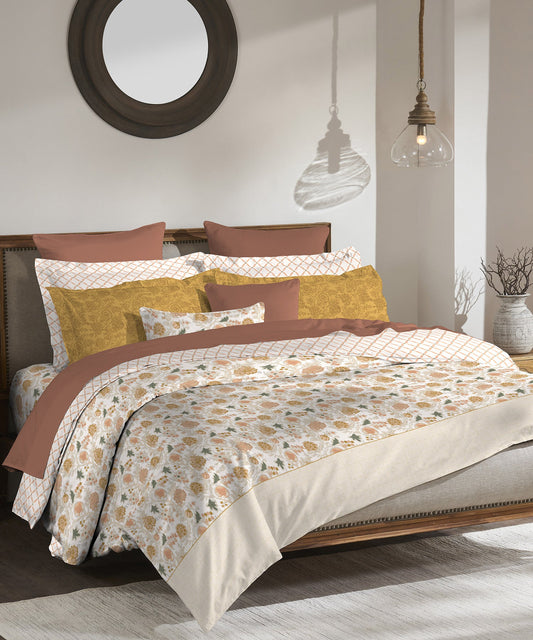 Road To Jaipur Double Duvet Set, Bagru|210 TC Cotton| 6 Pc Set
