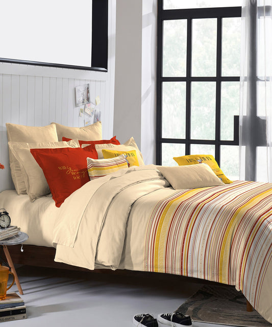 His & Her King Bedsheet Set, Be My Fries |144 TC Cotton| 2 Pillow Cover & 2 Cushion Covers