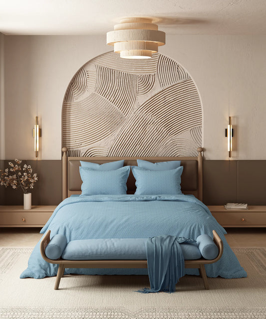 Home Essential Pastel Poetry Geo Bedsheet, Maison Copenhagen|144TC Cotton| 2 Pillow Covers