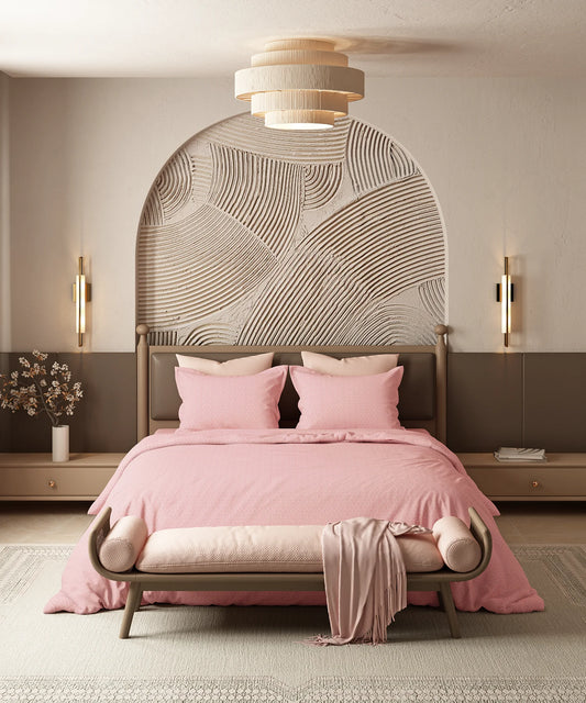 Home Essential Pastel Poetry Geo King Bedsheet, Maison Peony|144TC Cotton| 2 Pillow Covers