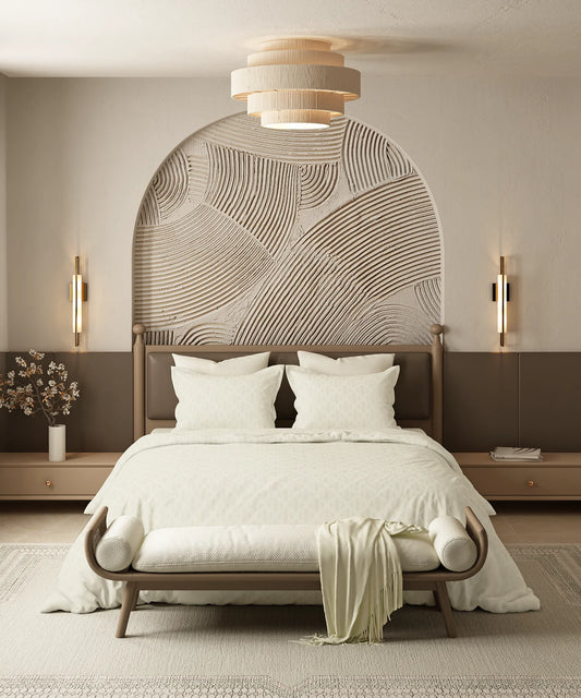 Home Essential Pastel Poetry Geo Bedsheet, Aldo Butter|144TC Cotton| 2 Pillow Covers