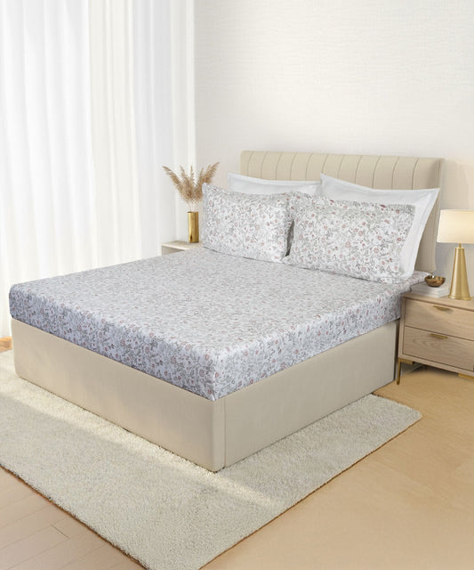 Luxe Home King Bedsheet, Ginni|300 TC Cotton Bamboo|4 Pillow Covers