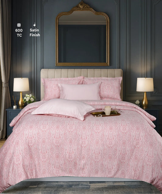 Luxe Home King Bedsheet, Majesty|600 TC Cotton|4 Pillow Covers