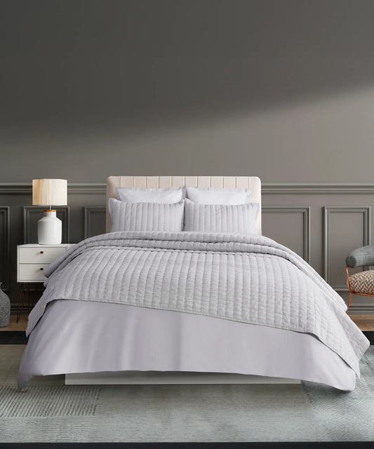 Nectarsoft Italian Retreat King Bedcover Set, S Grey|90 GSM Cotton|3 Pc Set