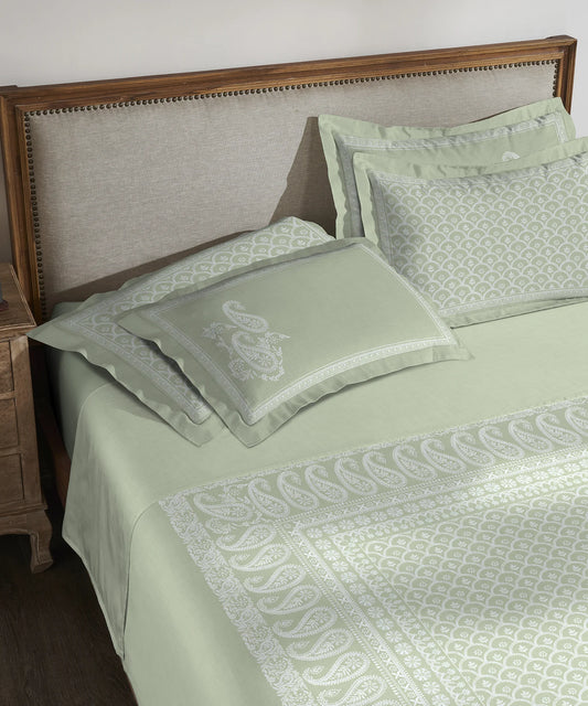 Classic Threads of India King Bedsheet Set, Chikankari | 210 TC Cotton| 4 Pillow Covers