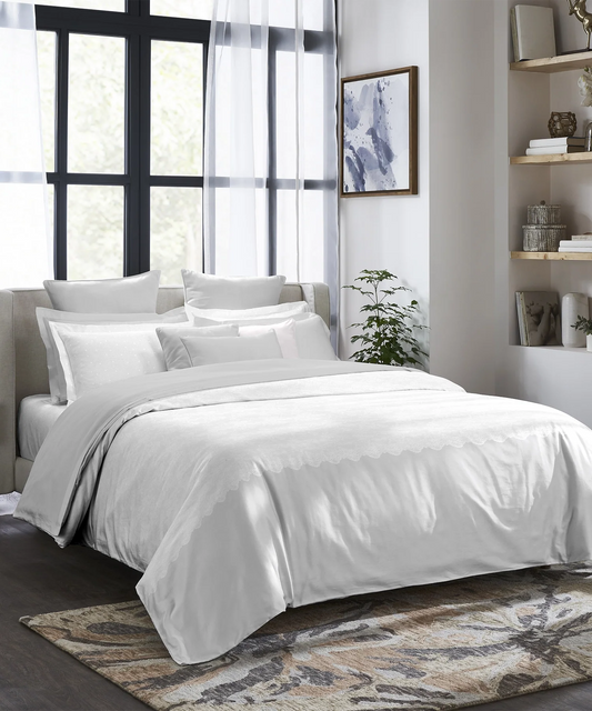 Indulgence Symphony of Threads King Bedsheet Set, Pearl| 300 TC Kasturi Cotton|4 Pillow Covers