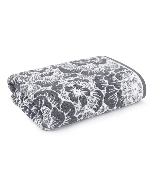 Floral 1 Pc Bath Towel, Grey| 600 GSM Cotton