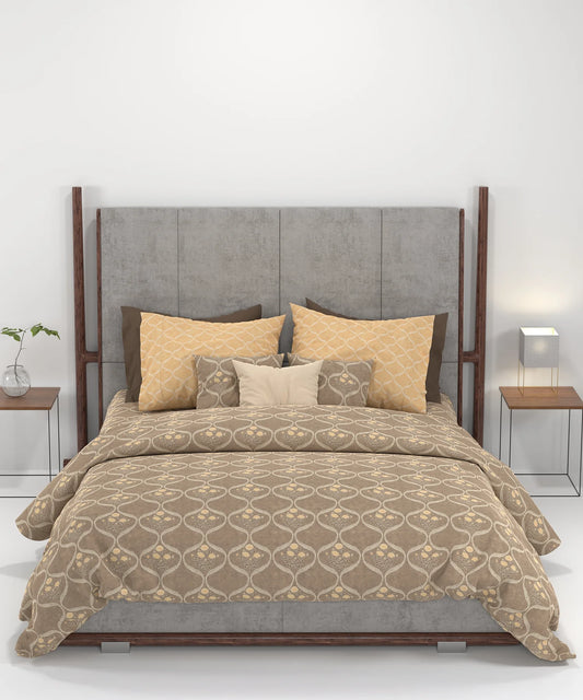 Carnival Ajrakh King Bedsheet Set, Rajwada Brown|144 TC Cotton|2 Pillow Covers