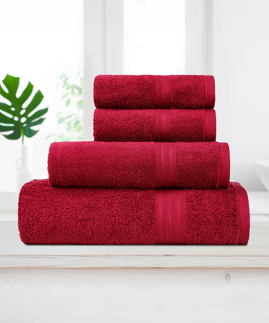 Celebration 4Pc Towel set, Lovely Red | 450 GSM Cotton