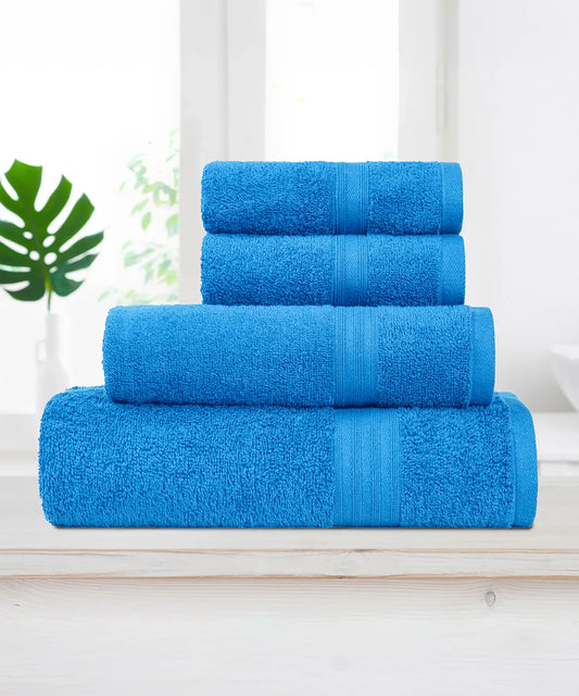 Celebration 4Pc Towel set, Perfect Blue | 450 GSM Cotton