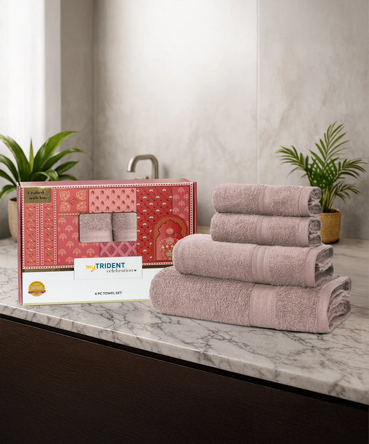 Celebration 4Pc Towel set, Nature Lux | 450 GSM Cotton