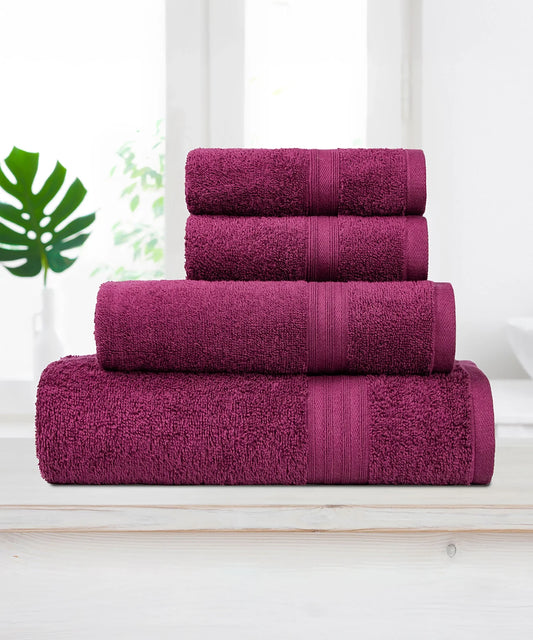 Celebration 4Pc Towel set, Red Wine | 450 GSM Cotton