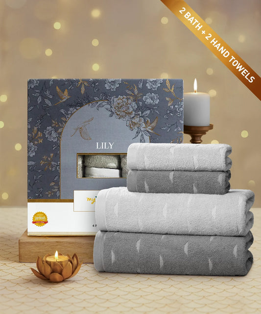 Aroma 4Pc Towel Set, Lily| 500 GSM Cotton