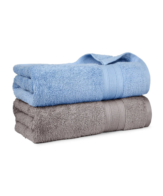 Soft Comfort 2 Pc Bath Towel, Charcoal & Allure| 509 GSM Cotton|Air Rich Technology