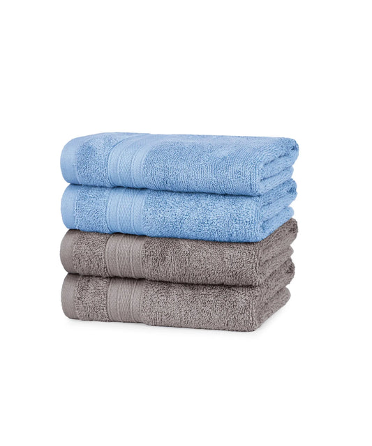 Soft Comfort 4 Pc Hand Towel, Charcoal & Allure| 509 GSM Cotton|Air Rich Technology