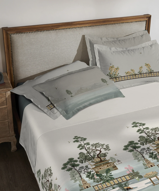 Classic Safarnama King Bedsheet Set| Skybound Tracks | 210 TC Cotton| 4 Pillow Covers