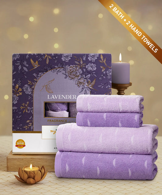 Fragrance 4Pc Towel Set, Lavender| 500 GSM Cotton