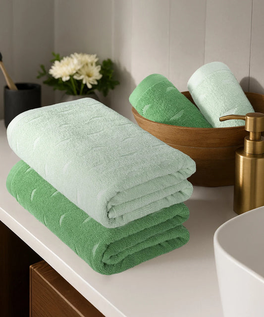 Fragrance 4Pc Towel Set, Green Apple| 500 GSM Cotton