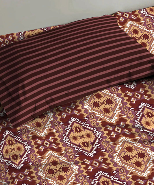 Urban Comfort Single Bedsheet Set, Modern Brown |144 TC Cotton| 1 Pillow Covers