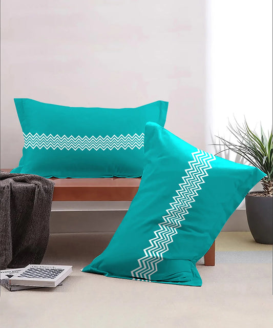 Urban Comfort Pillow Covers Set, Trippy Triangles Blue| 144 TC Cotton