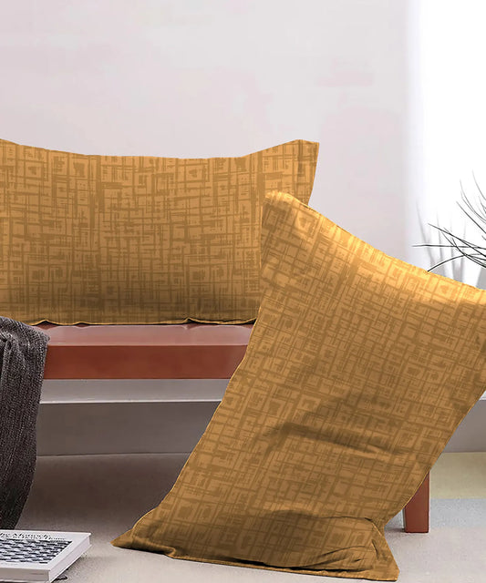 Urban Comfort Pillow Covers Set, Aria Yellow| 144 TC Cotton