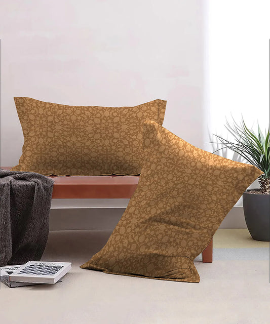 Urban Comfort Pillow Covers Set, Classic Amber| 144 TC Cotton