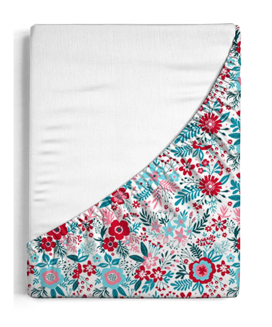 Urban Comfort King Fitted Bedsheet Set, Gardenia Blooms Pink|144 TC Cotton| 2 Pillow Covers
