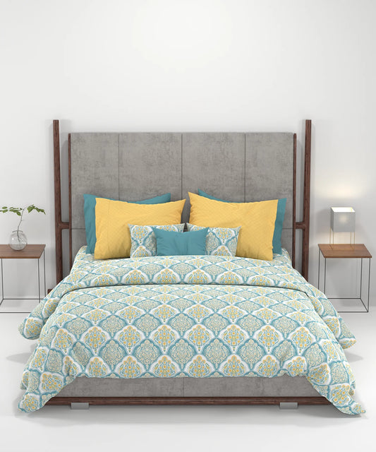 Carnival Ornate Queen Bedsheet, Manohari Cobalt Blue|144 TC Cotton| 2 Pillow Covers