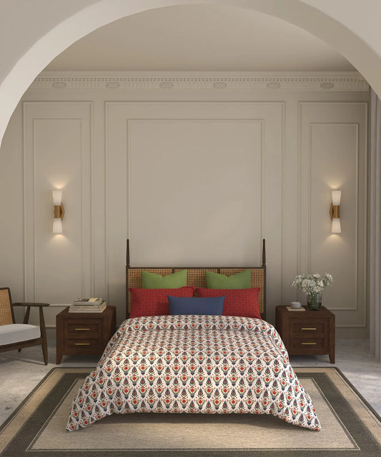 Home Essential Suzani Bedding Set, Bahar|144 TC Cotton| 4 Pc Set