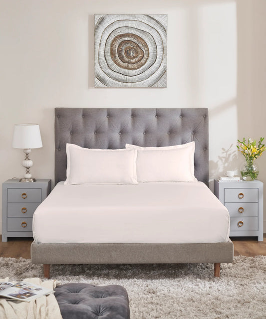 Nectarsoft Signature Select King Bedsheet Set, Marshmallow|400 TC Cotton| 2 Pillow Covers