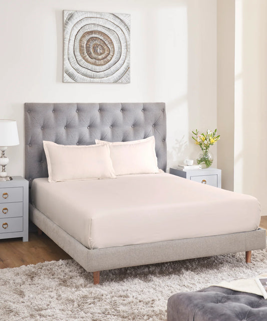 Nectarsoft Signature Select King Bedsheet Set, Marshmallow|400 TC Cotton| 2 Pillow Covers