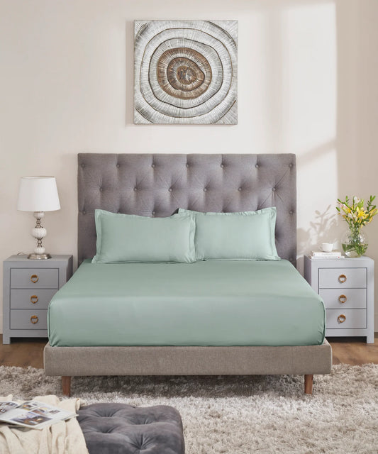 Nectarsoft Signature Select King Bedsheet Set, Wasabi|400 TC Cotton| 2 Pillow Covers