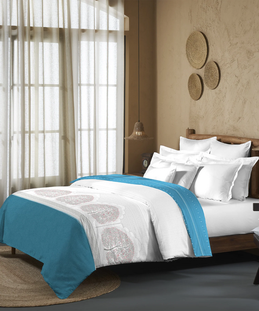 Sanskriti Double AC Blanket/Comforter, Gond Art Blue| 180 GSM Polyester