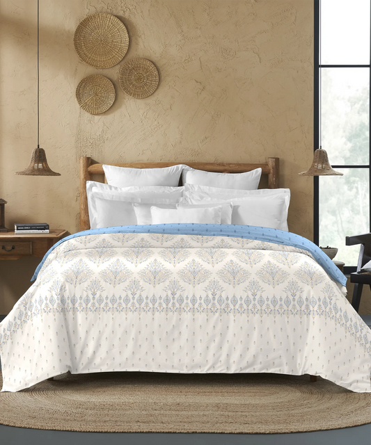 Sanskriti Double AC Blanket/Comforter, Kantha Blue| 180 GSM Polyester