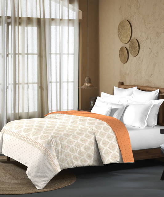 Sanskriti Double AC Blanket/Comforter, Kantha Orange| 180 GSM Polyester