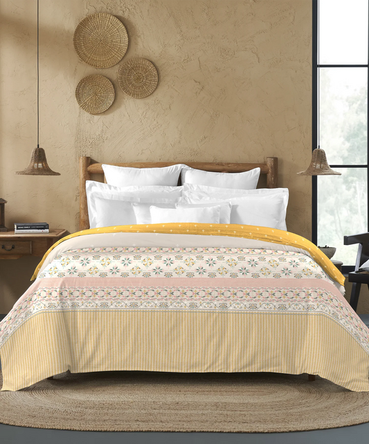 Sanskriti Double AC Blanket/Comforter, Kasuti Turmeric| 180 GSM Polyester